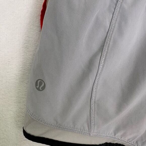 Lululemon Blue-Grey with White & Orange Sides Athletic Shorts Size 4 - Picture 9 of 11